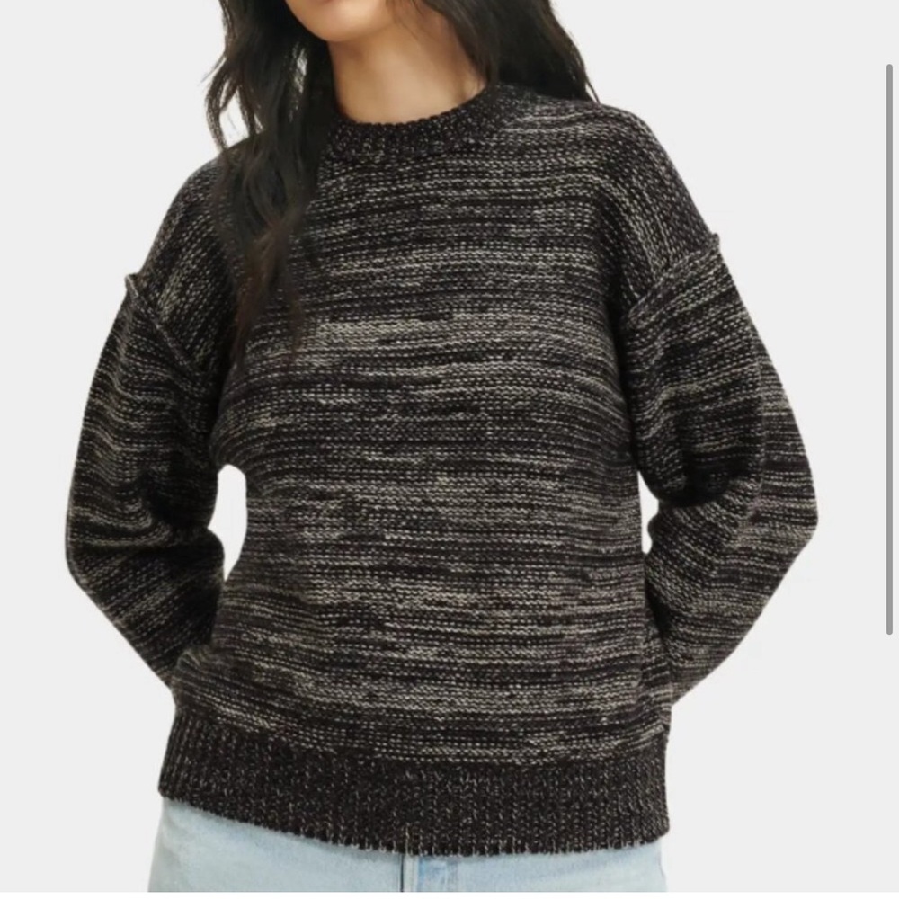 UGG RTW Women's Avianna Crewneck Sweater Ink Multi Medium‎ Wool Blend Gray/Black